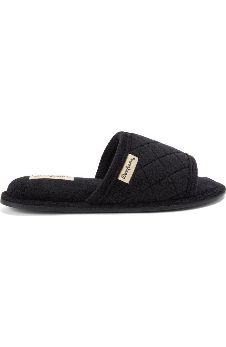 DEARFOAMS Beatrice Quilted Microfiber Terry Shower Slide Slipper, Alternate, color, Black