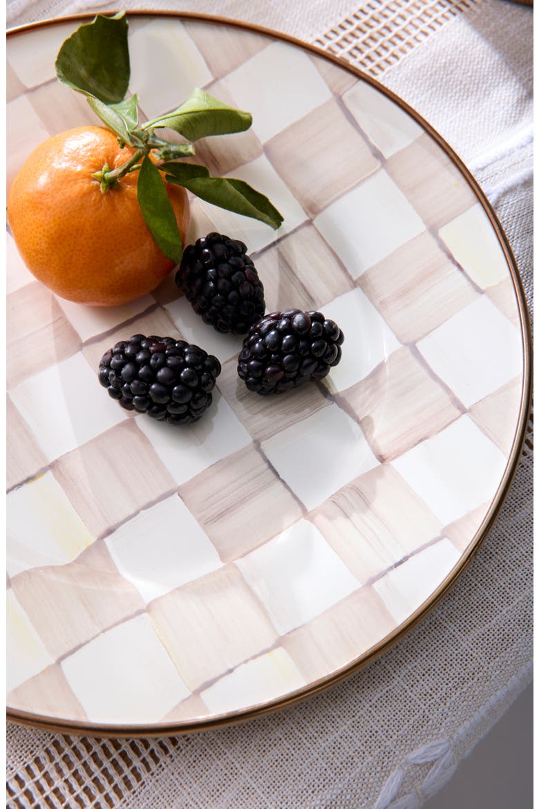 Mocha Check Salad Plate, Alternate, color, MOCHA