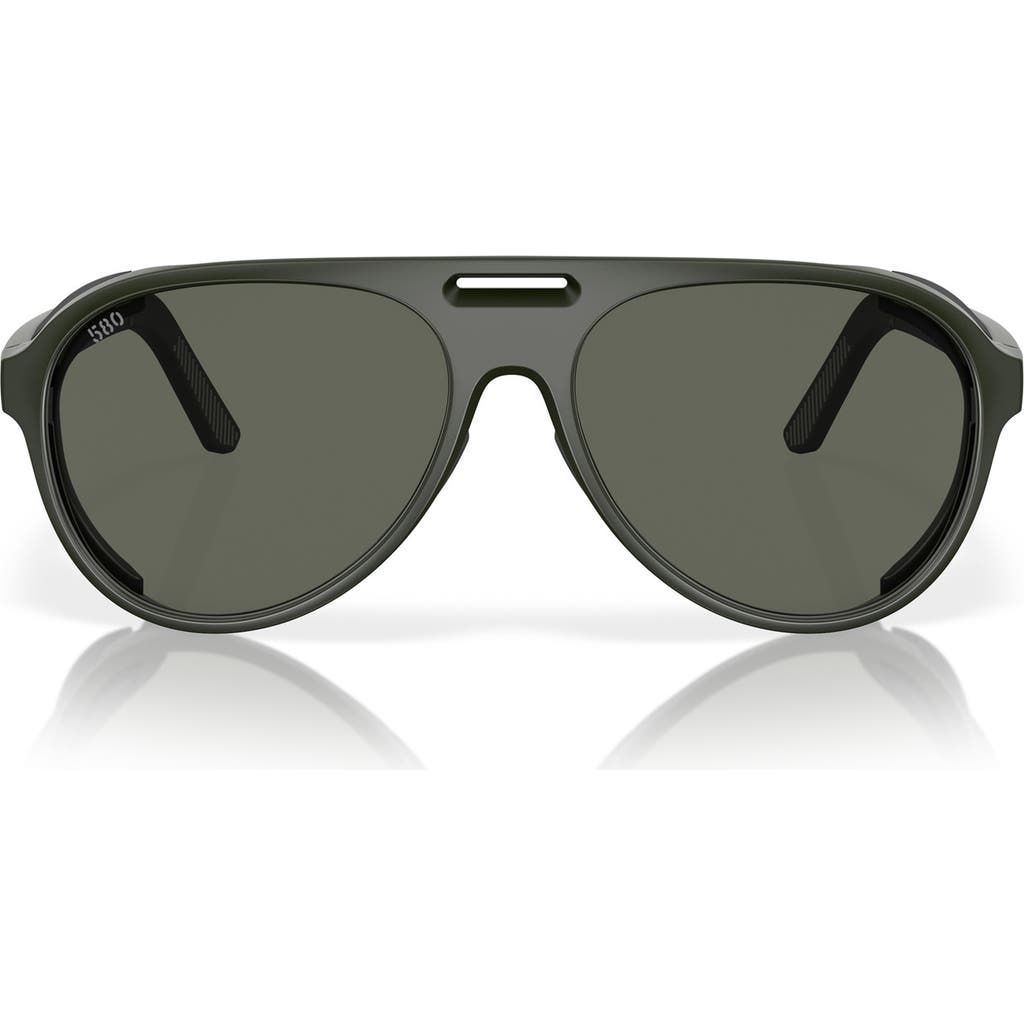 Costa Del Mar 59mm Polarized Pilot Sunglasses In Matte Olive/gray