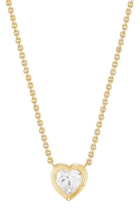 14K Yellow Gold Lab Grown Diamond Heart Pendant Necklace