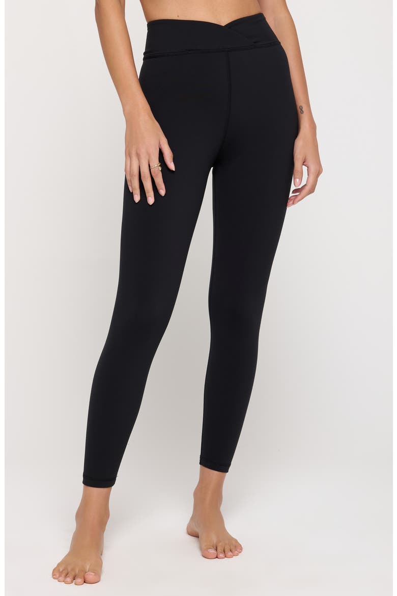 Evie Wrap Waist 7/8 Leggings, Main, color, BLACK