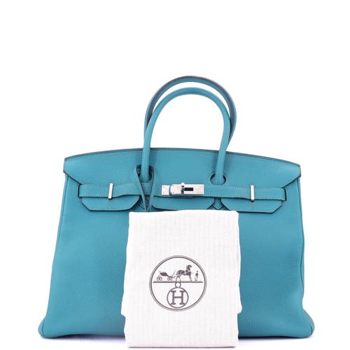 Pre-owned Hermes  Hermes Birkin Handbag Blue Togo With Palladium Hardware 35 In Blue