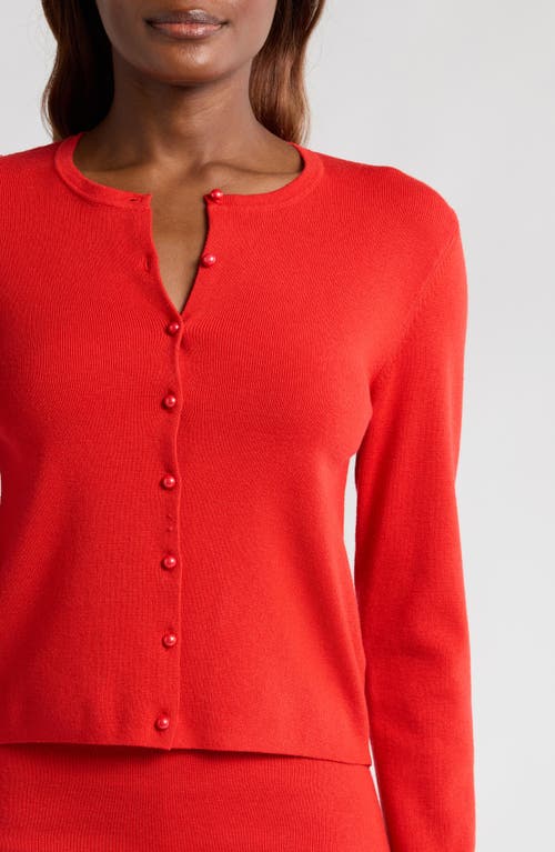 Shop Wayf Carly Rib Cardigan In Scarlet