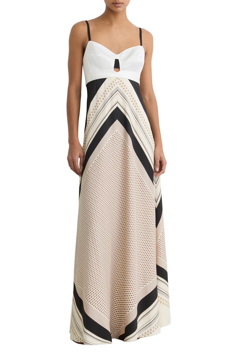 reiss black and white dress Reiss Keely Cut-out Waist Maxi Dress