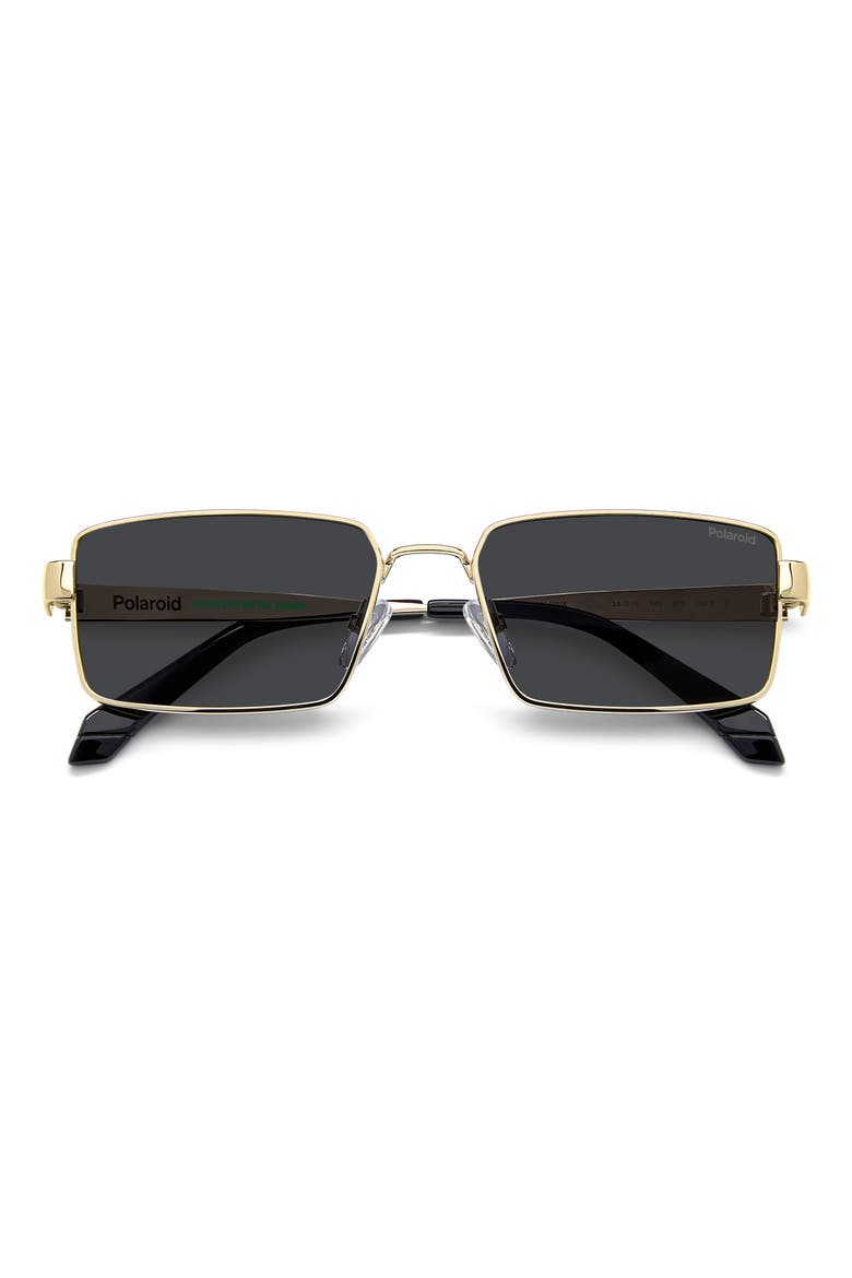 56mm Polarized Rectangular Sunglasses, Main, color, GOLD GREY/ GREY PZ