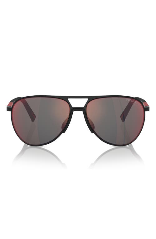 Prada Linea Rossa 59mm Pilot Sunglasses in Black Rubber 