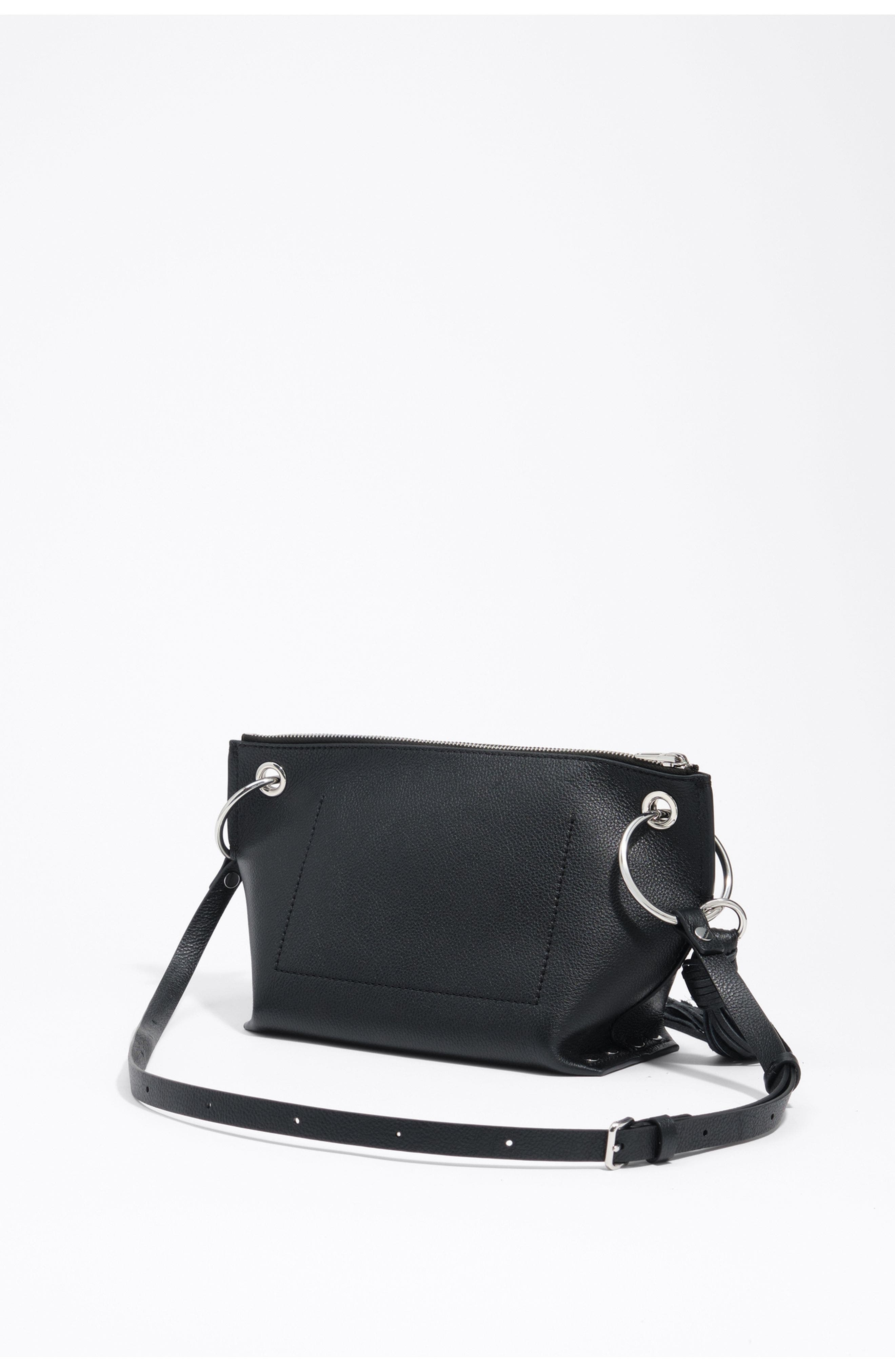 Medium Leather Trapecio Bag, Alternate, color, BLACK