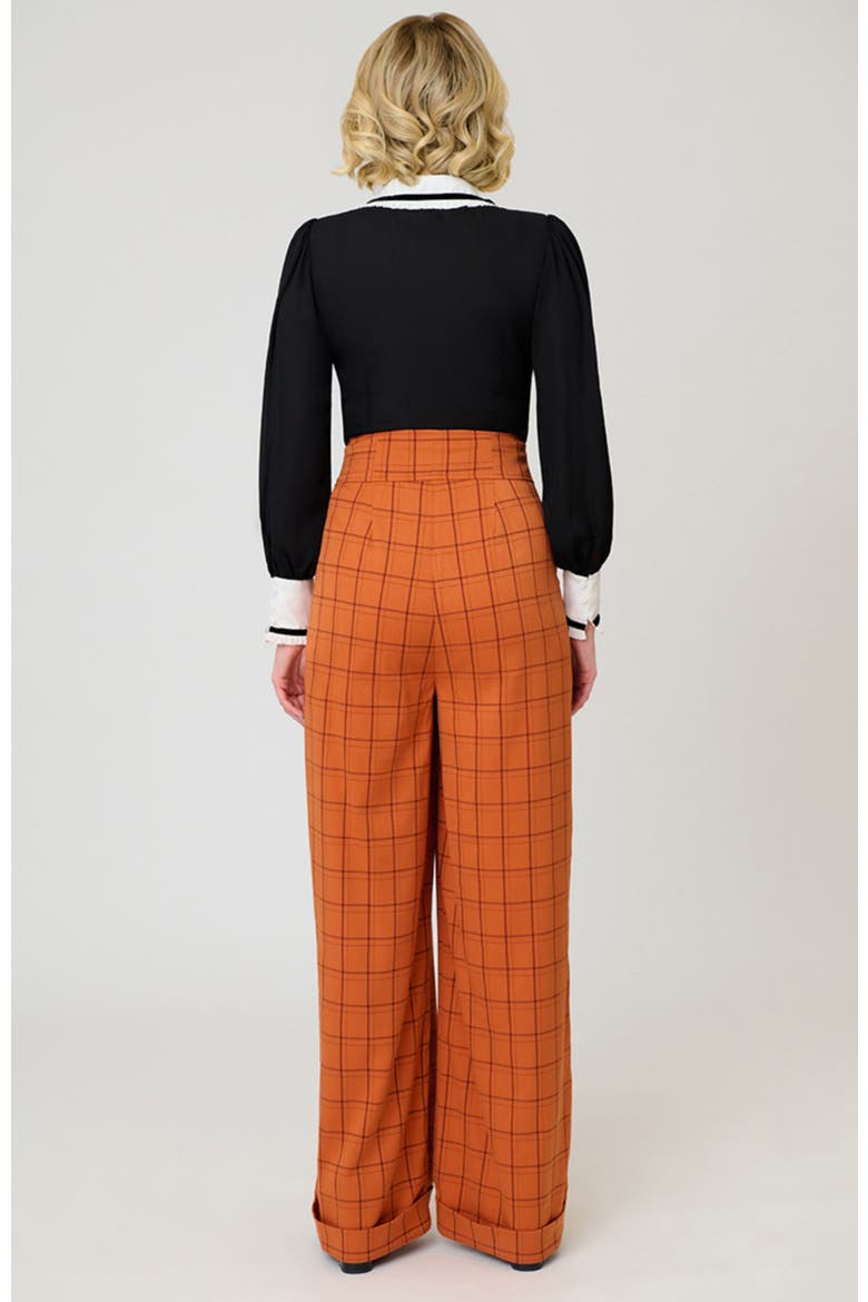 High Waist Trouser, Alternate, color, Orange Plaid