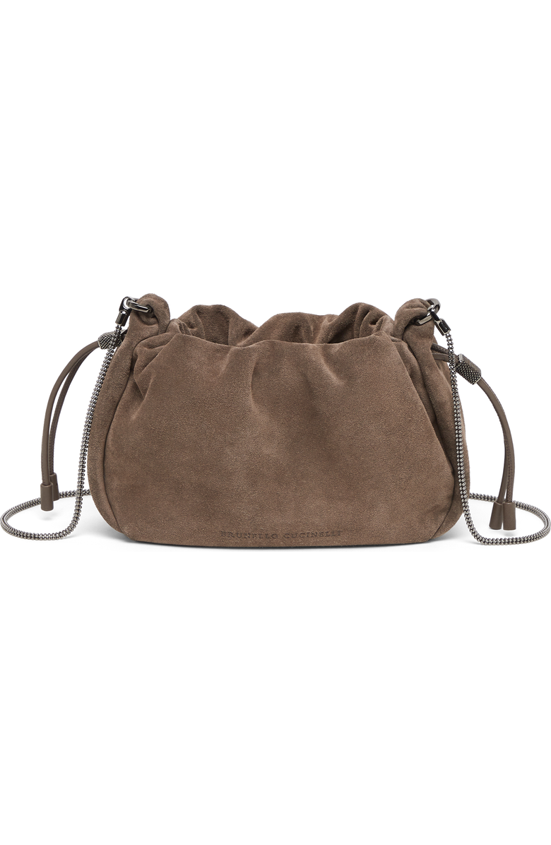 Brunello Cucinelli Suede mini Mellow Bucket bag, Main, color,