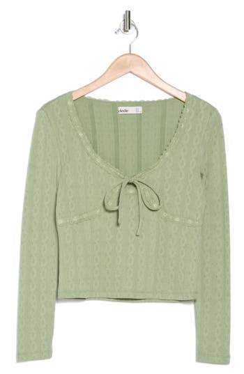 Elodie Lace Tie Front Top In Sage