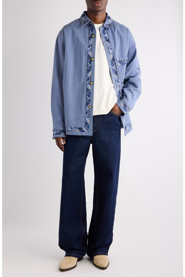 Rudy Embroidered Cotton Shirt Jacket, Alternate, color, FADED BLUE