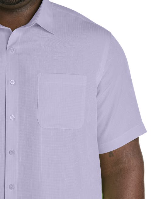 Harbor Bay By Dxl Microfiber Comfort Grid Sport Shirt In Lavender Gray