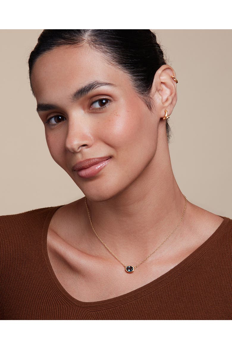 Ellipse Necklace  with Natural Gemstones. Handmade in Italy, Alternate, color, Blue Topaz