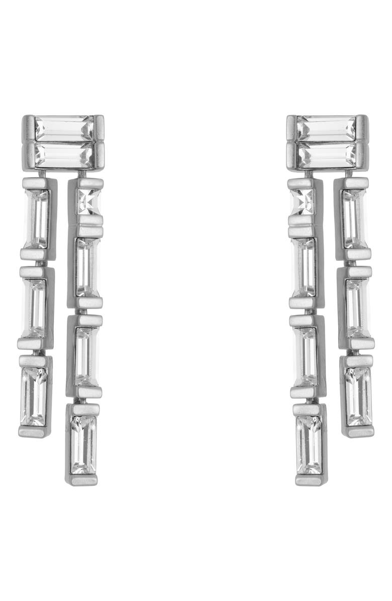 Reiss Livia Linear Crystal Drop Earrings, Main, color, Silver Tone / Clear Crystal