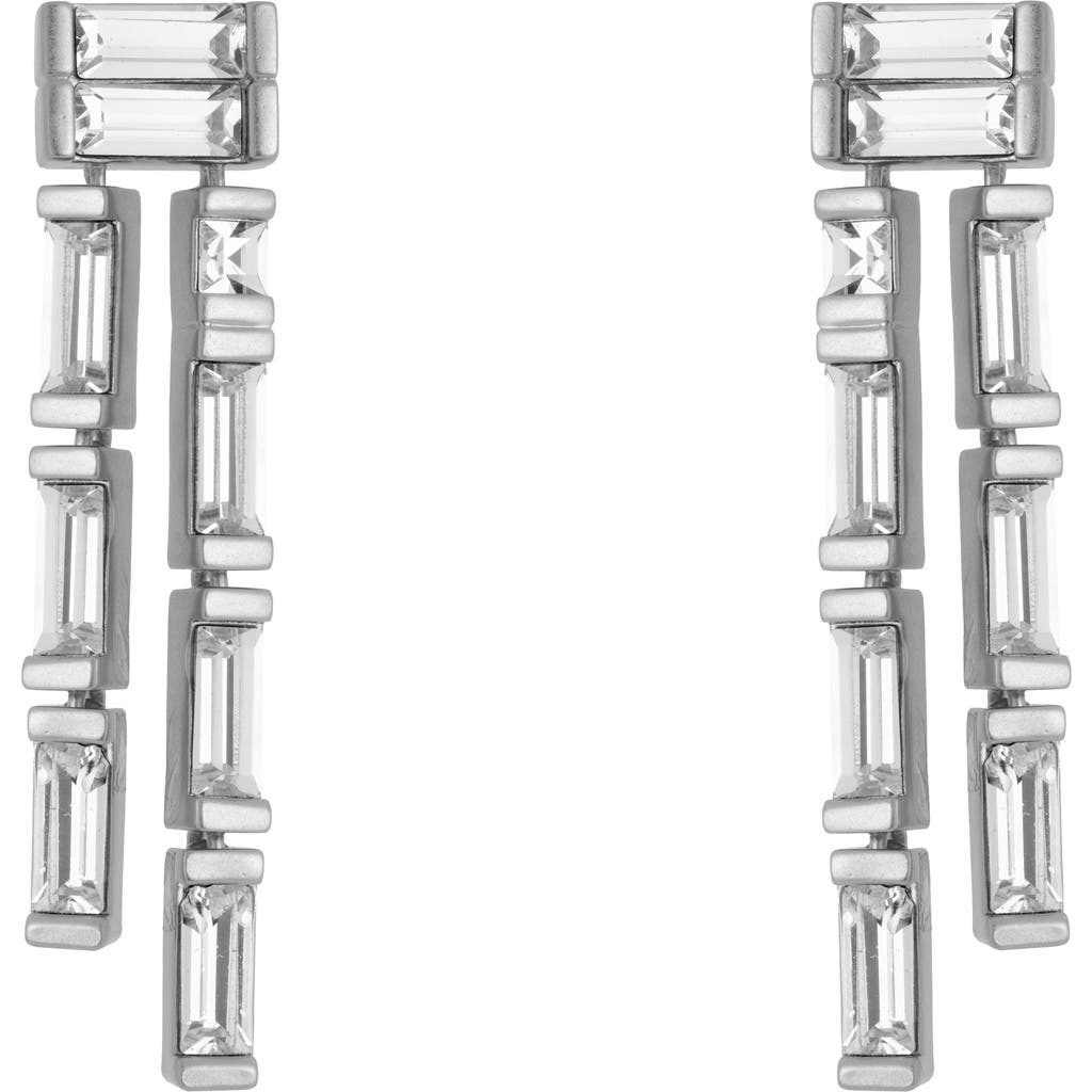 Reiss Livia Linear Crystal Drop Earrings In Silver