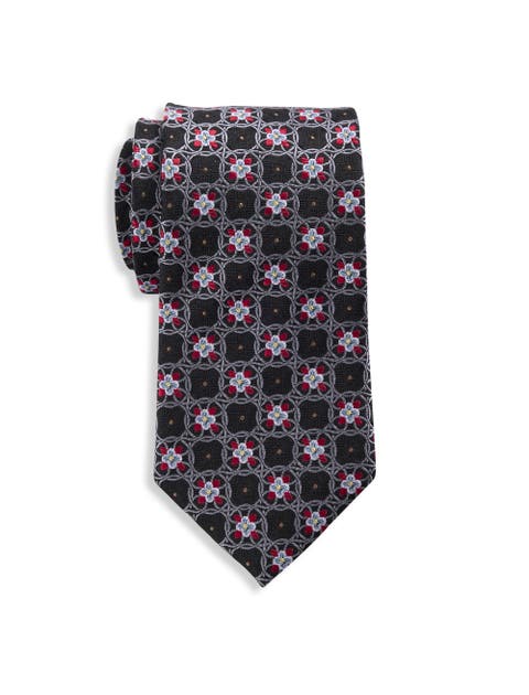Big & Tall Floral Medallion Silk Tie
