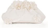 Jewel Badgley Mischka Violet Jacquard Satin Floral Applique Pouch Clutch