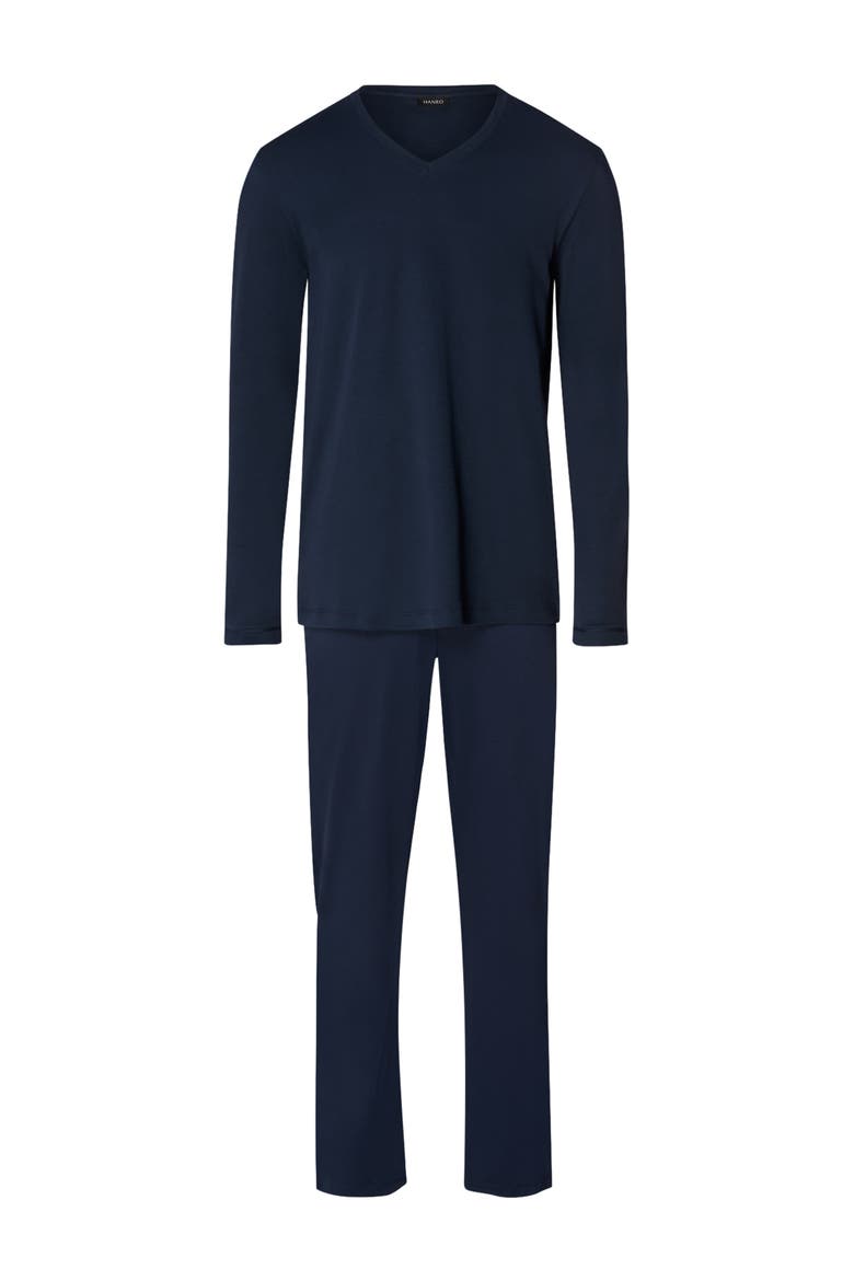 Night & Day Cotton V-Neck Pajama Set, Main, color, Deep Navy