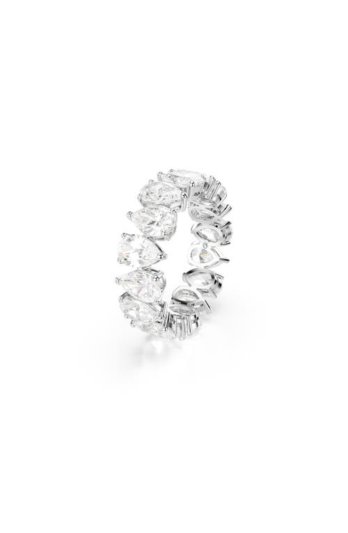 Swarovski Matrix Pear Cut Crystal Eternity Ring In White