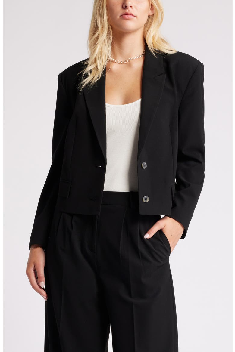 Crop Blazer, Main, color, BLACK
