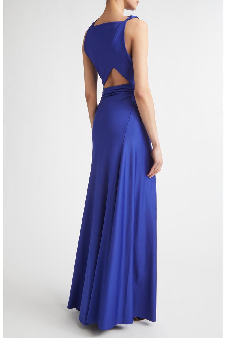 Draped Stretch Jersey Gown, Alternate, color, BRIGHT INDIGO
