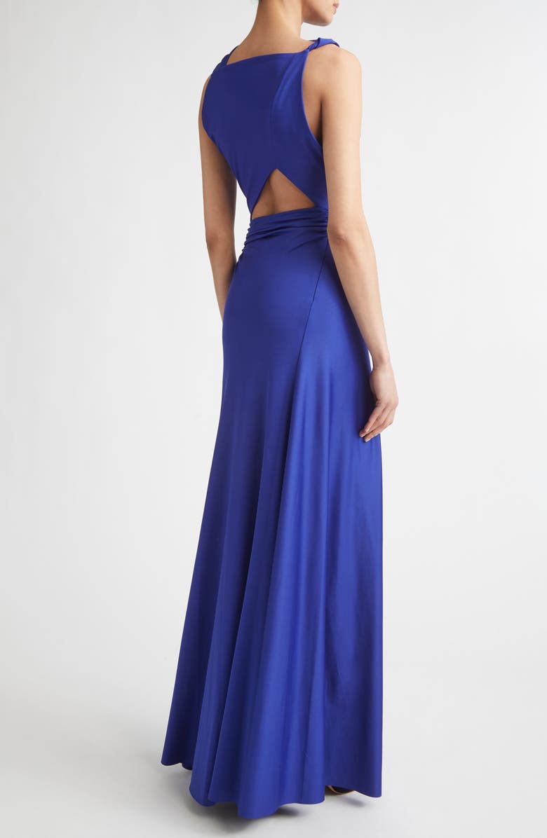 Victoria Beckham Draped Stretch Jersey Gown, Alternate, color, Bright Indigo