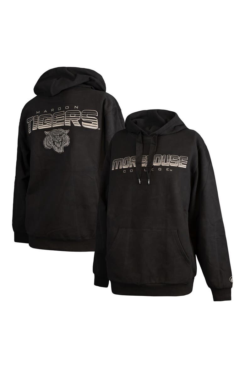 Men's FISLL  Black Morehouse Maroon Tigers Puff Print Sliced Pullover Hoodie, Alternate, color, Black
