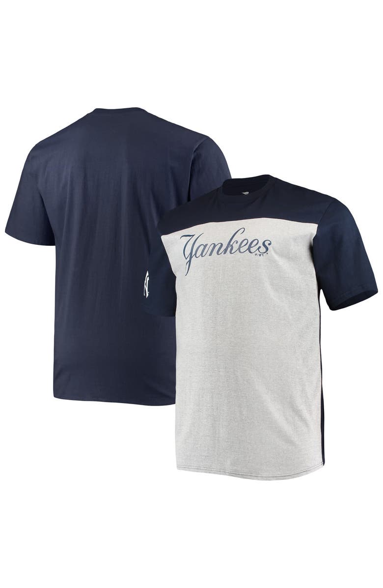 FANATICS Men's Fanatics Branded Navy/Heathered Gray New York Yankees Big & Tall Colorblock T-Shirt, Main, color, Navy