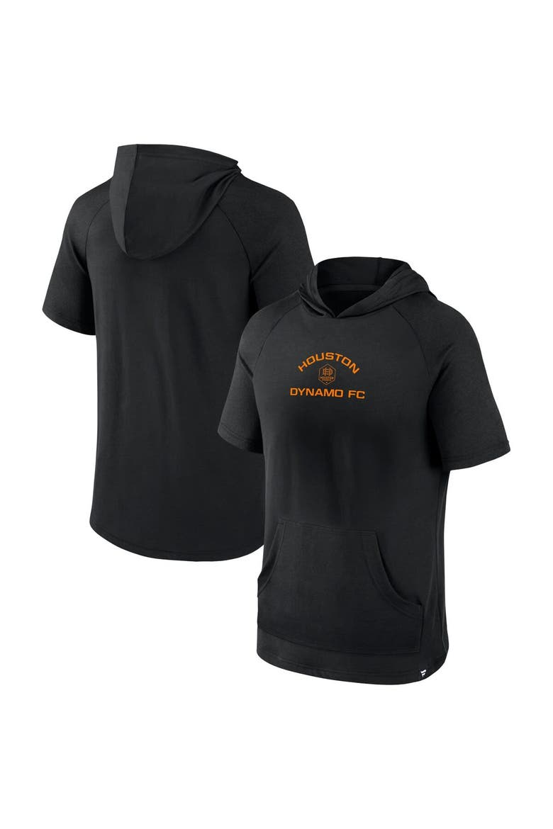 Men's Fanatics Branded Black Houston Dynamo FC Match Raglan Short Sleeve Pullover Hoodie, Main, color, Black