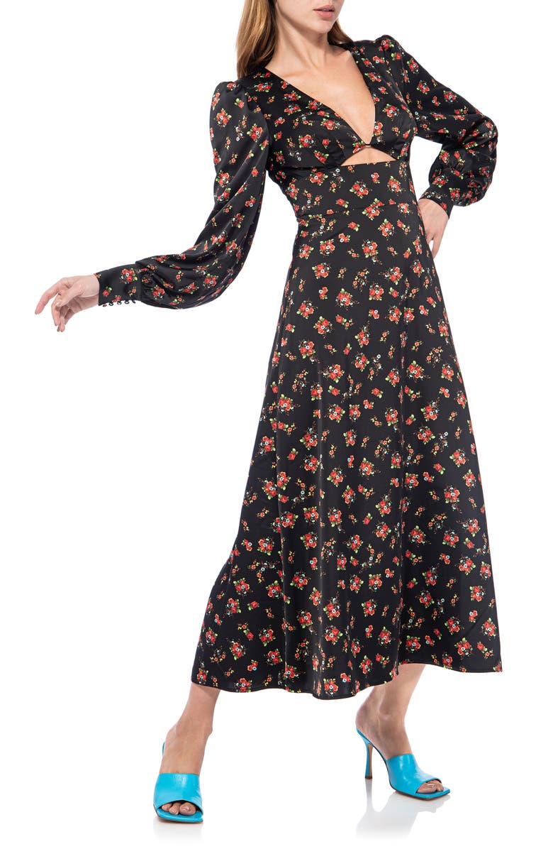 AFRM Viola Cutout Long Sleeve Midi Dress, Alternate, color, 