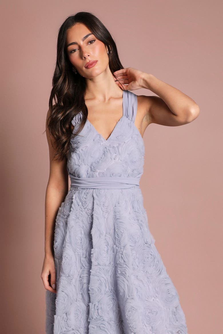 Embroidered Tie Back Maxi Dress, Alternate, color, Pale Blue