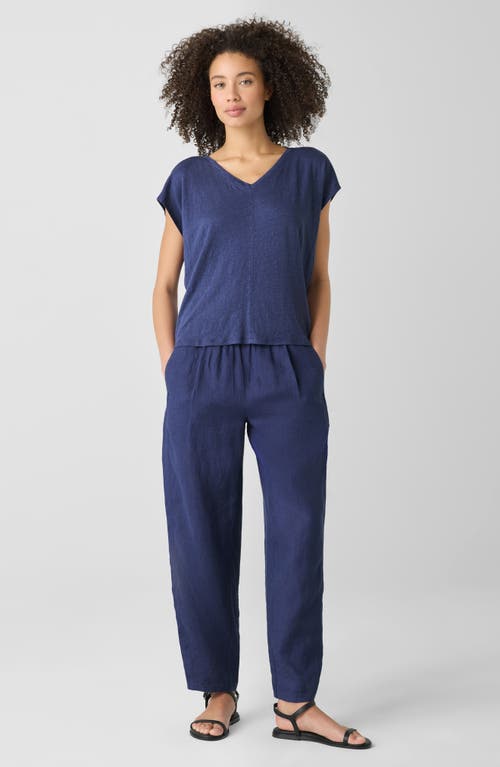Eileen Fisher V-neck Organic Linen T-shirt In Bluette