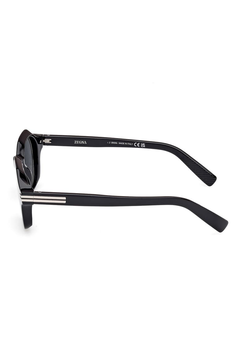 49mm Geometric Polarized Sunglasses, Alternate, color, SHINY BLACK / SMOKE