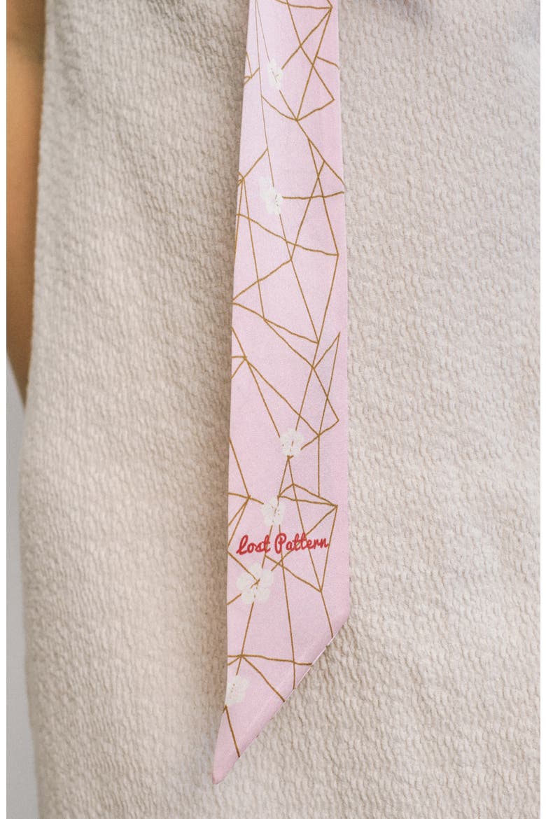 Almond Blossom Skinny Silk Scarf, Alternate, color, PEACH