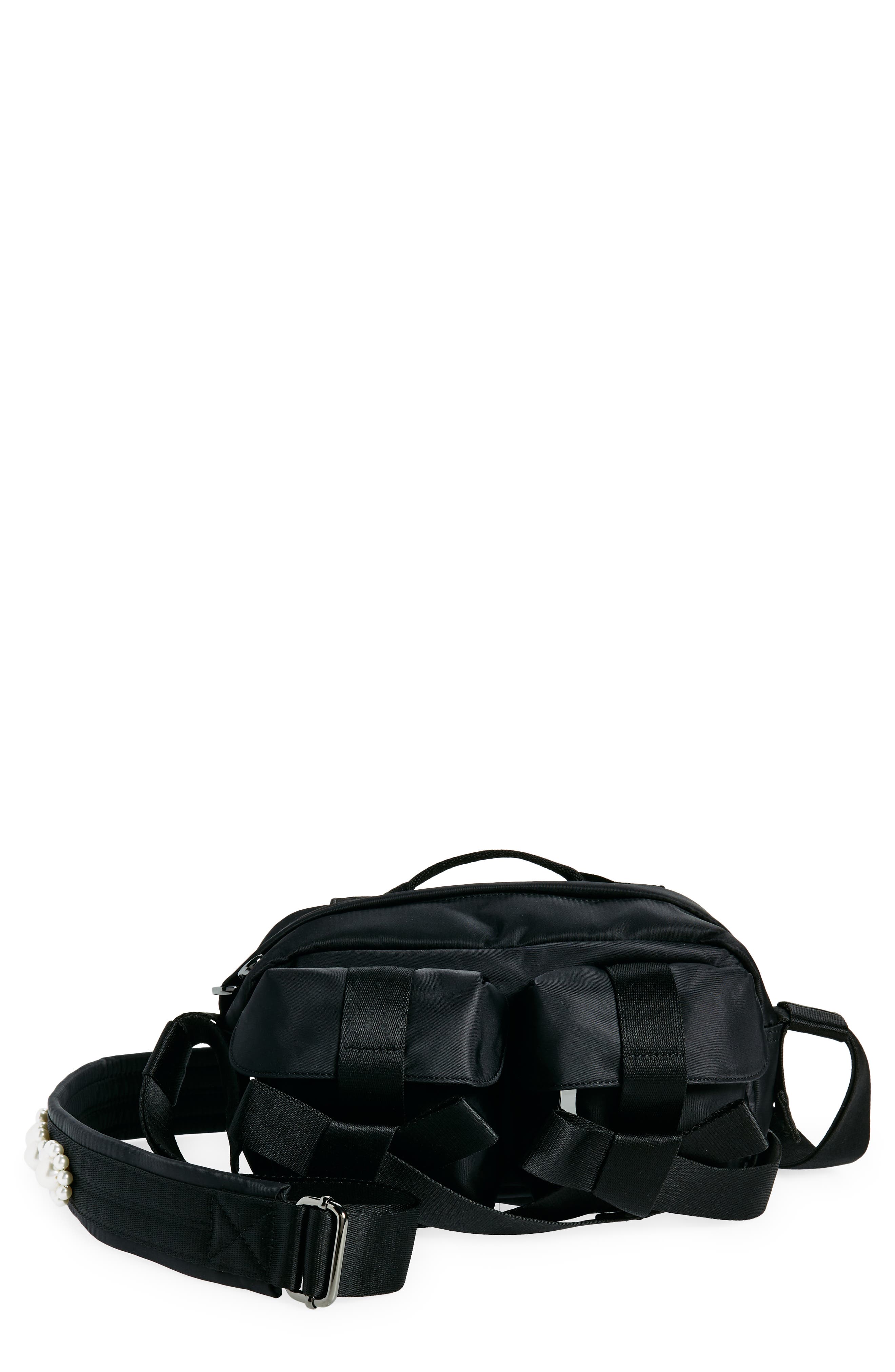 Simone Rocha Beaded Classic Bow Nylon Crossbody Camera Bag, Main, color, 