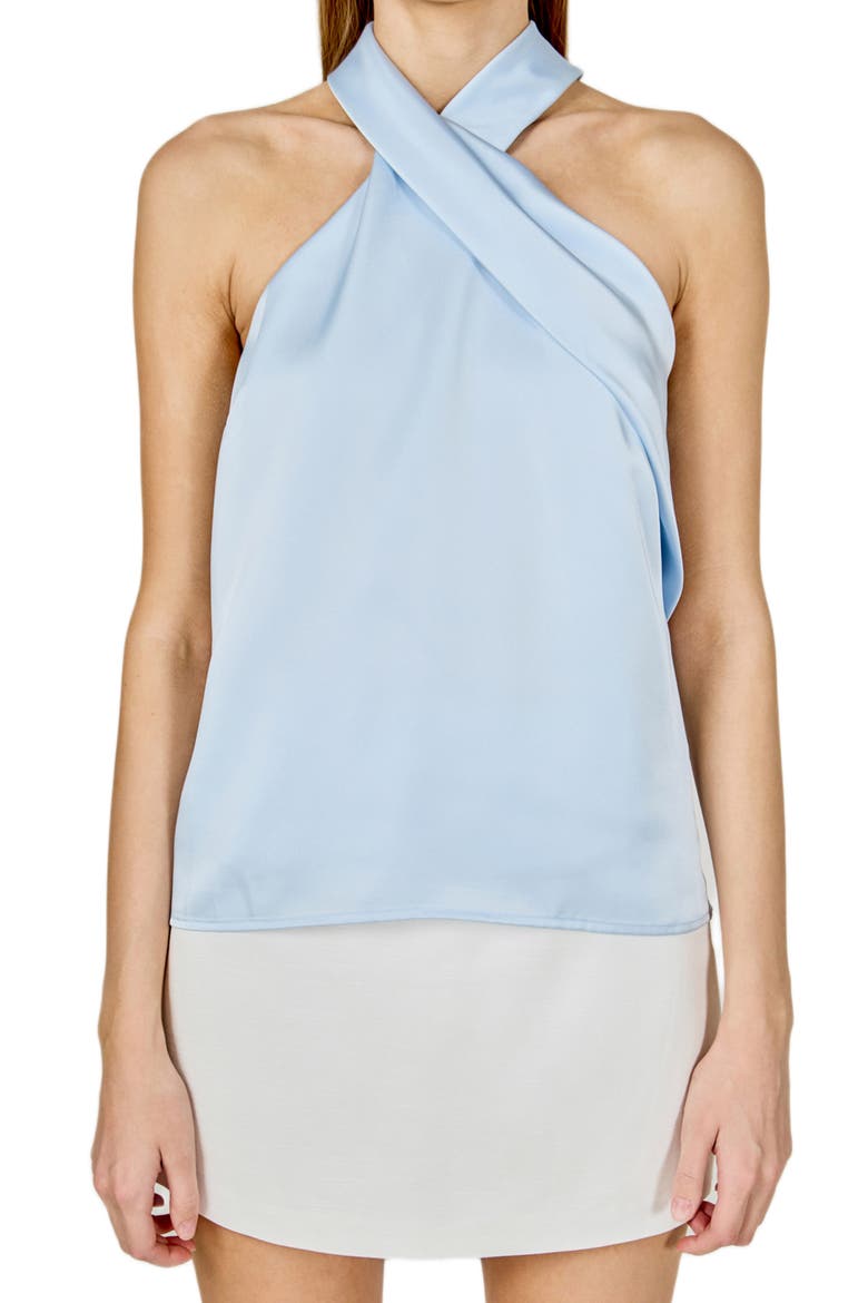 Satin Halter Top, Alternate, color, SKY BLUE