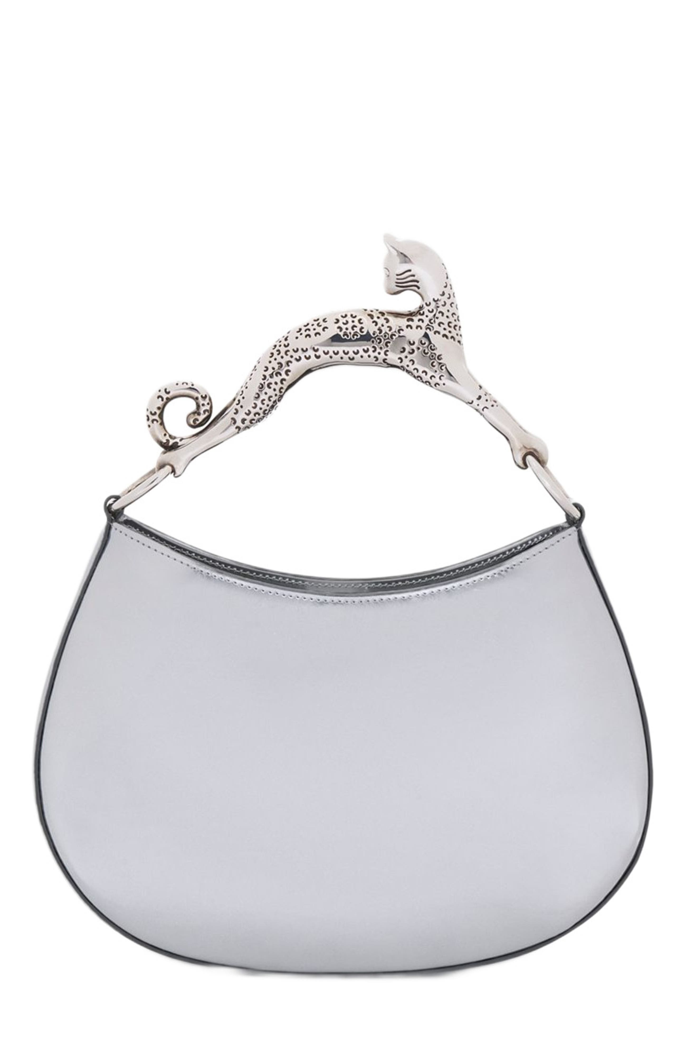 Lanvin Hobo Cat Bag in Metallic Leather, Alternate, color, 