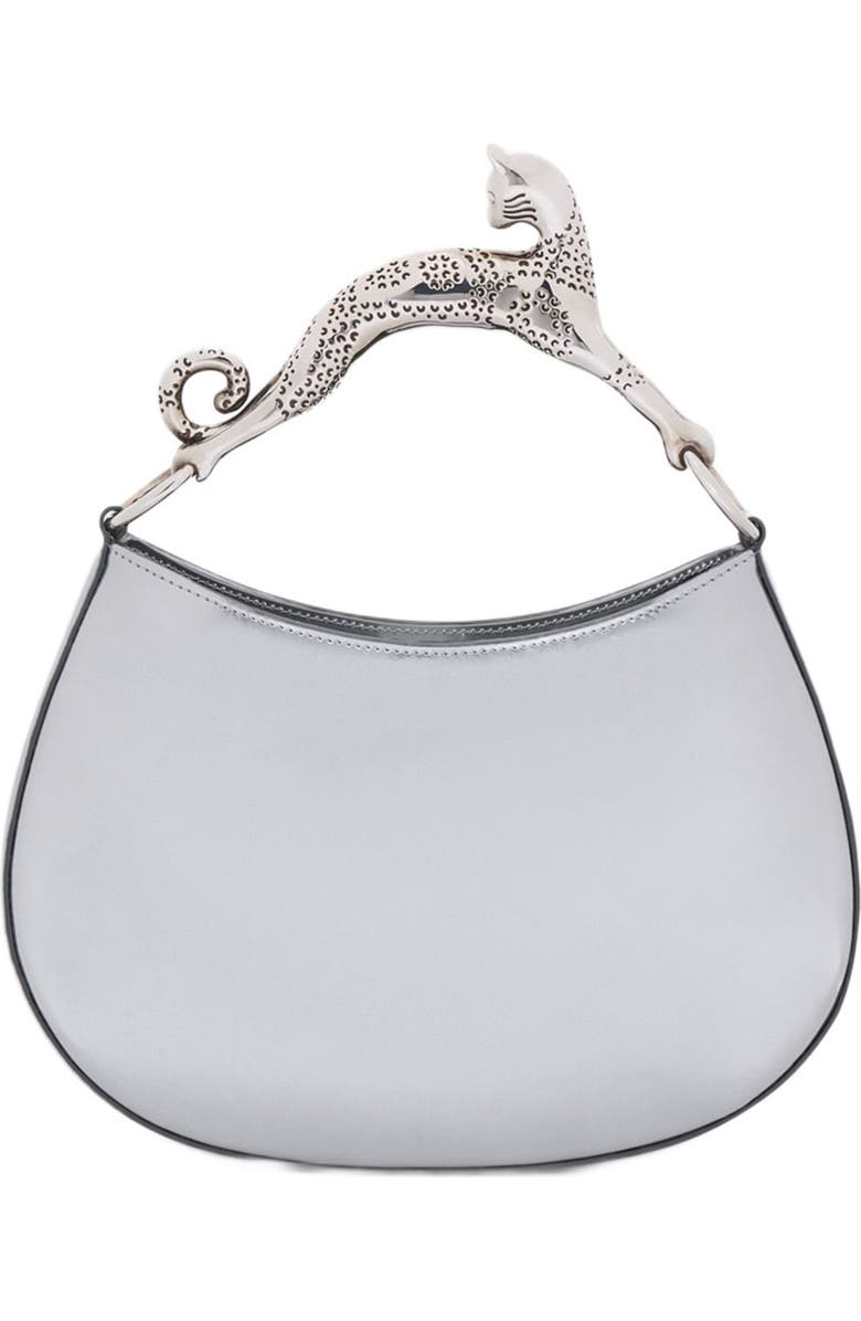 Lanvin Hobo Cat Bag in Metallic Leather, Alternate, color,