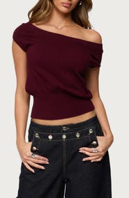EDIKTED Michaela One-Shoulder Knit Top