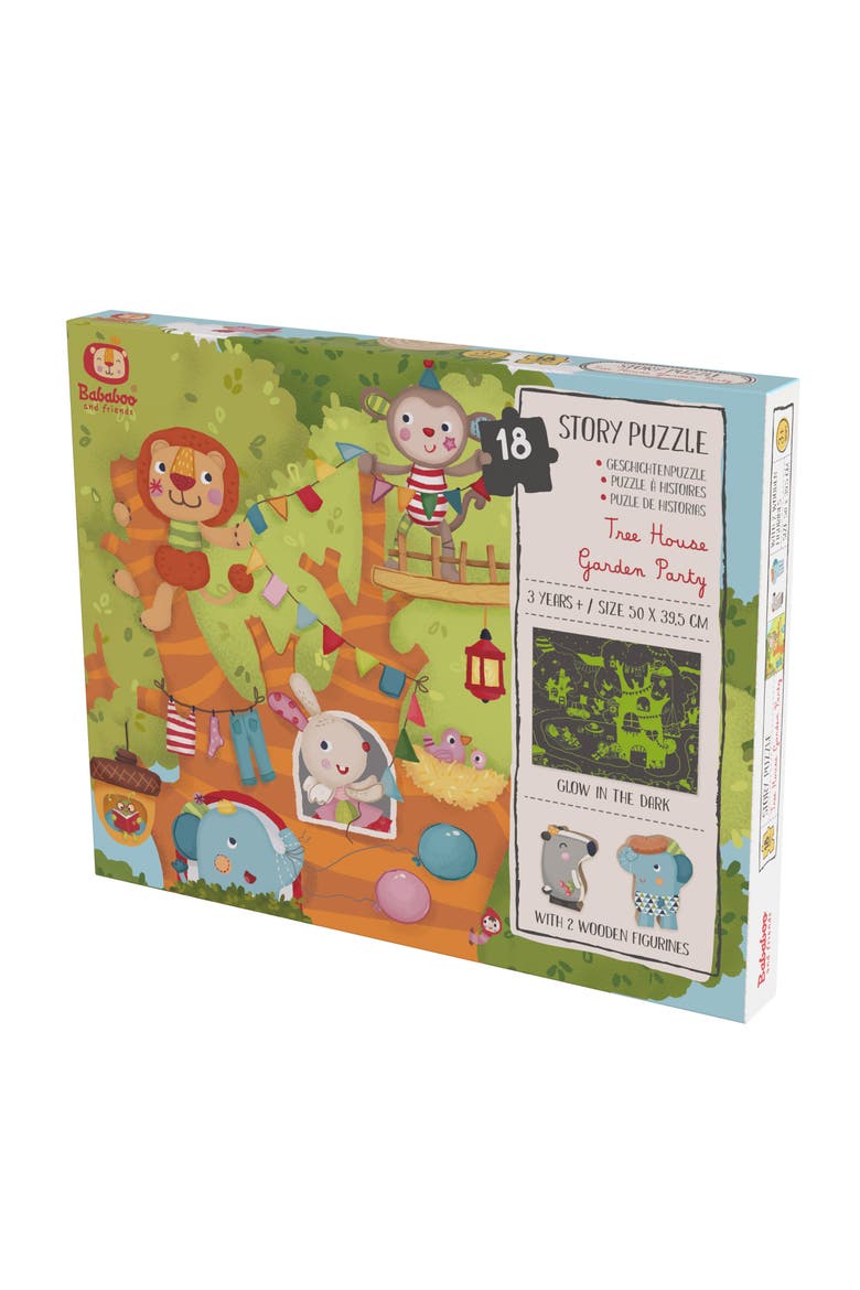 Tree House Garden Party Activity Story Puzzle, Alternate, color, Green