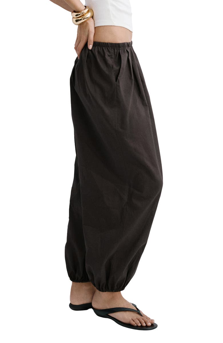 MANGO Cotton Balloon Pants, Alternate, color, Chocolate