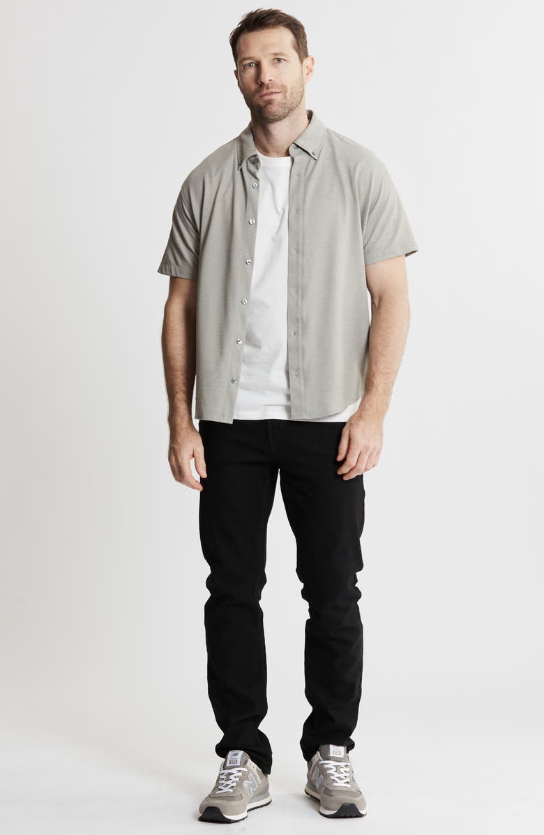 JACHS Short Sleeve Stretch Oxford Button-Up Shirt, Alternate, color, Olive