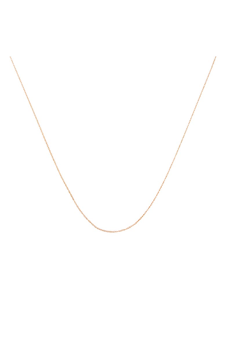 10K Gold 1/2 mm Slender & Dainty Fine Rope Chain Necklace, Main, color, Rose