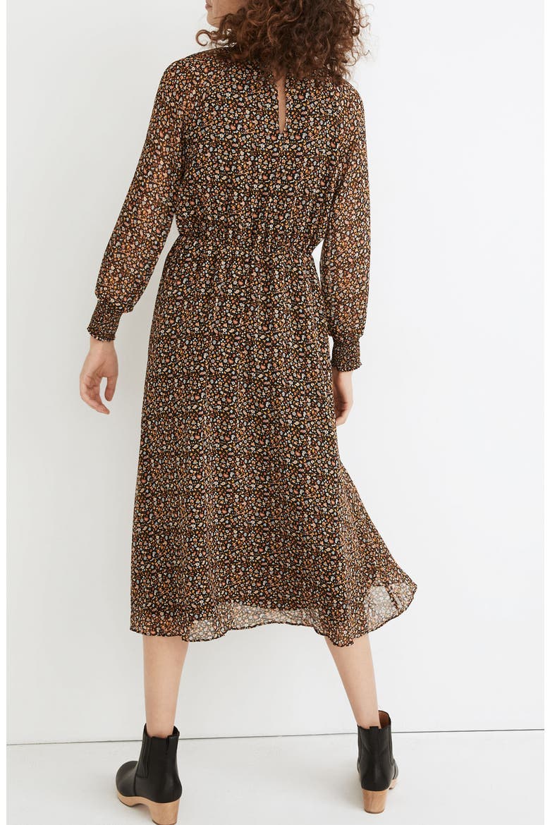 Folktale Paisley Long Sleeve (Re)sourced Georgette Midi Dress, Alternate, color, PEASANT PAISLEY ALMOST BLACK
