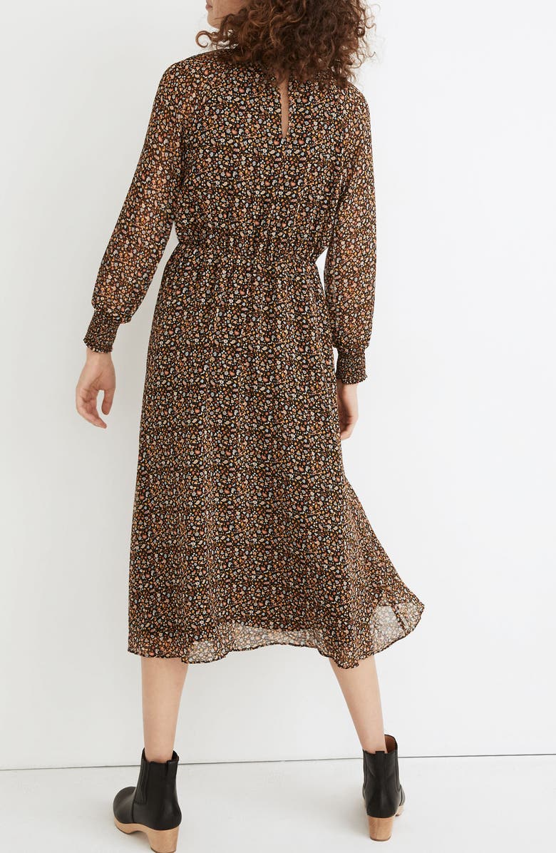 Madewell Folktale Paisley Long Sleeve (Re)sourced Georgette Midi Dress, Alternate, color,