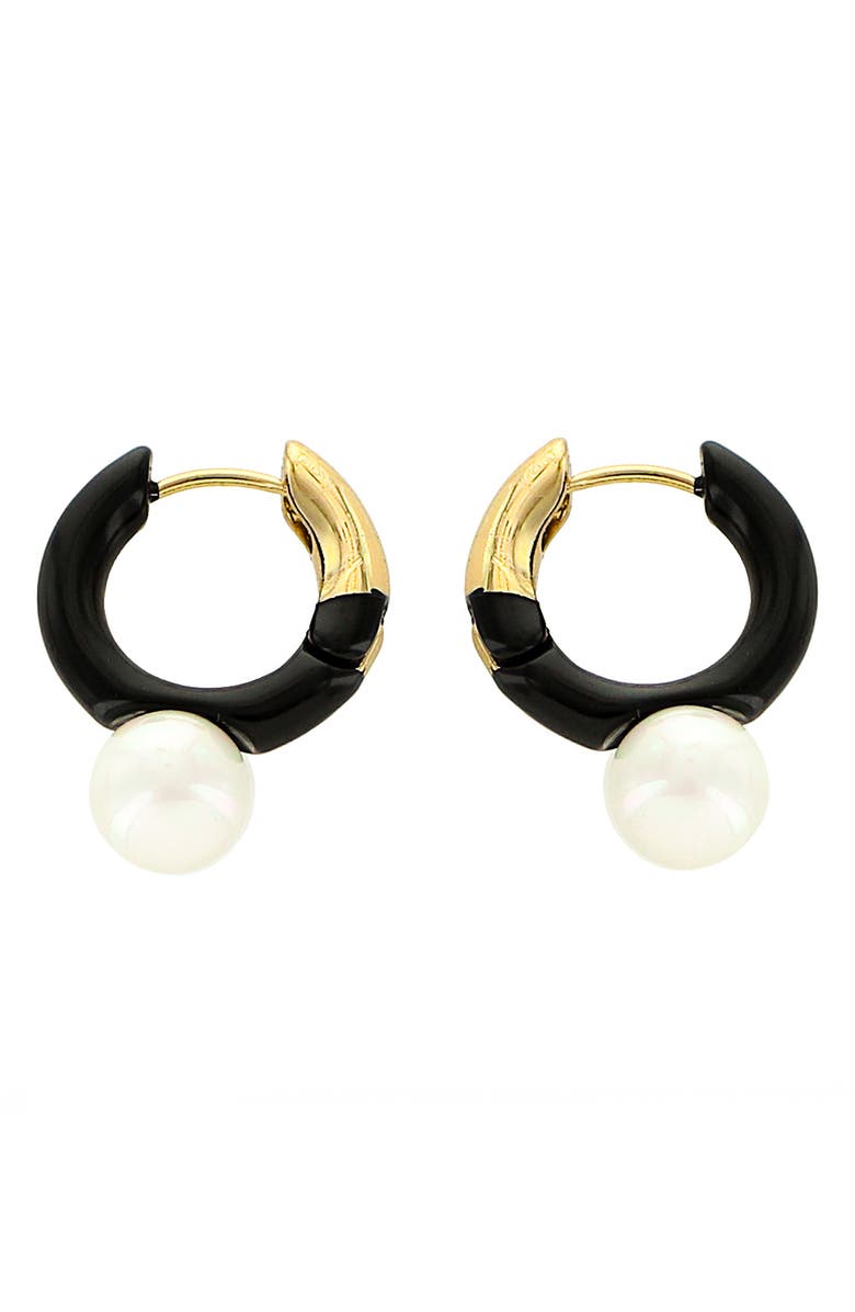 Panacea Imitation Pearl Drop Hoop Earrings, Main, color,