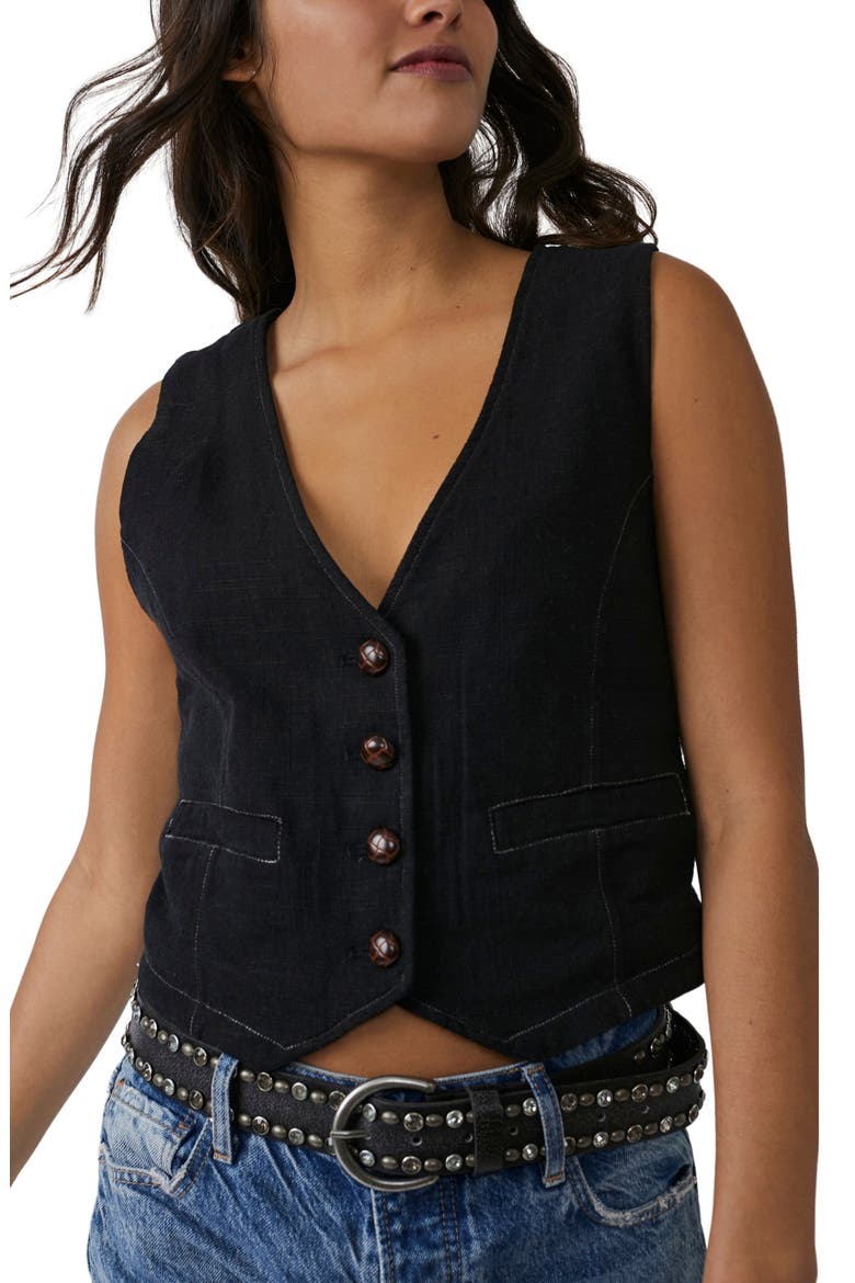 Charley Crop Vest, Main, color, BLACK