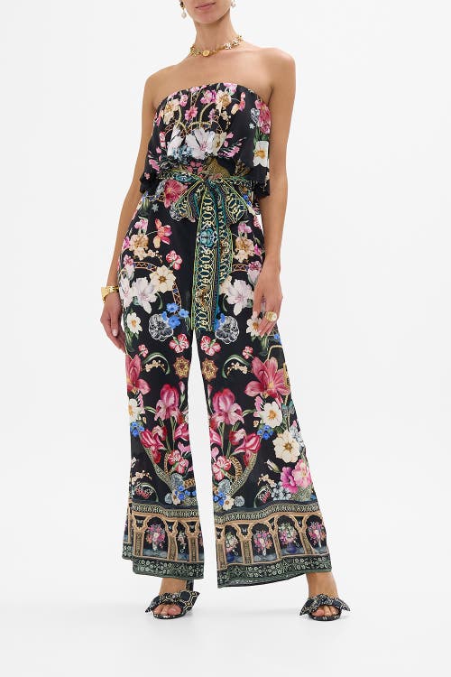 Camilla Strapless Embellished Printed Silk Crepe De Chine Jumpsuit In Midnight In Monserrate