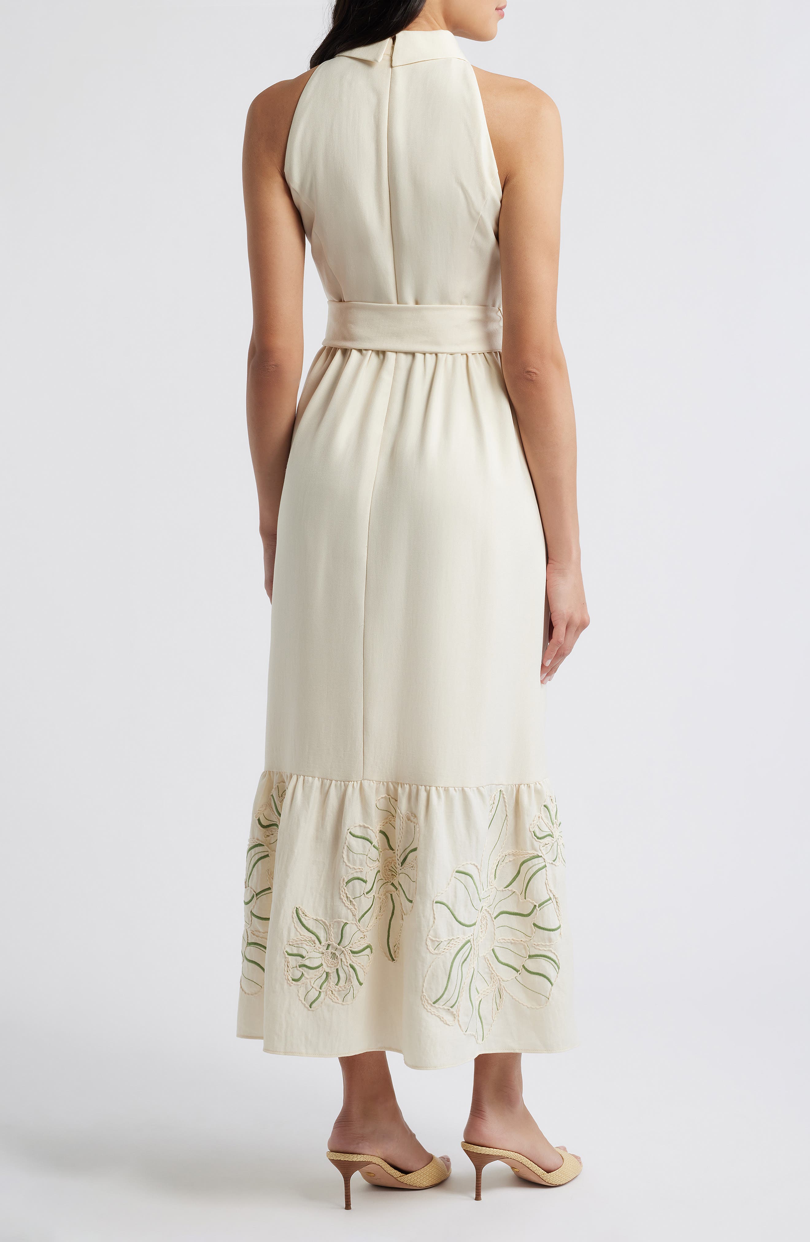 Embroidered Hem Sleeveless Shirtdress - image 2