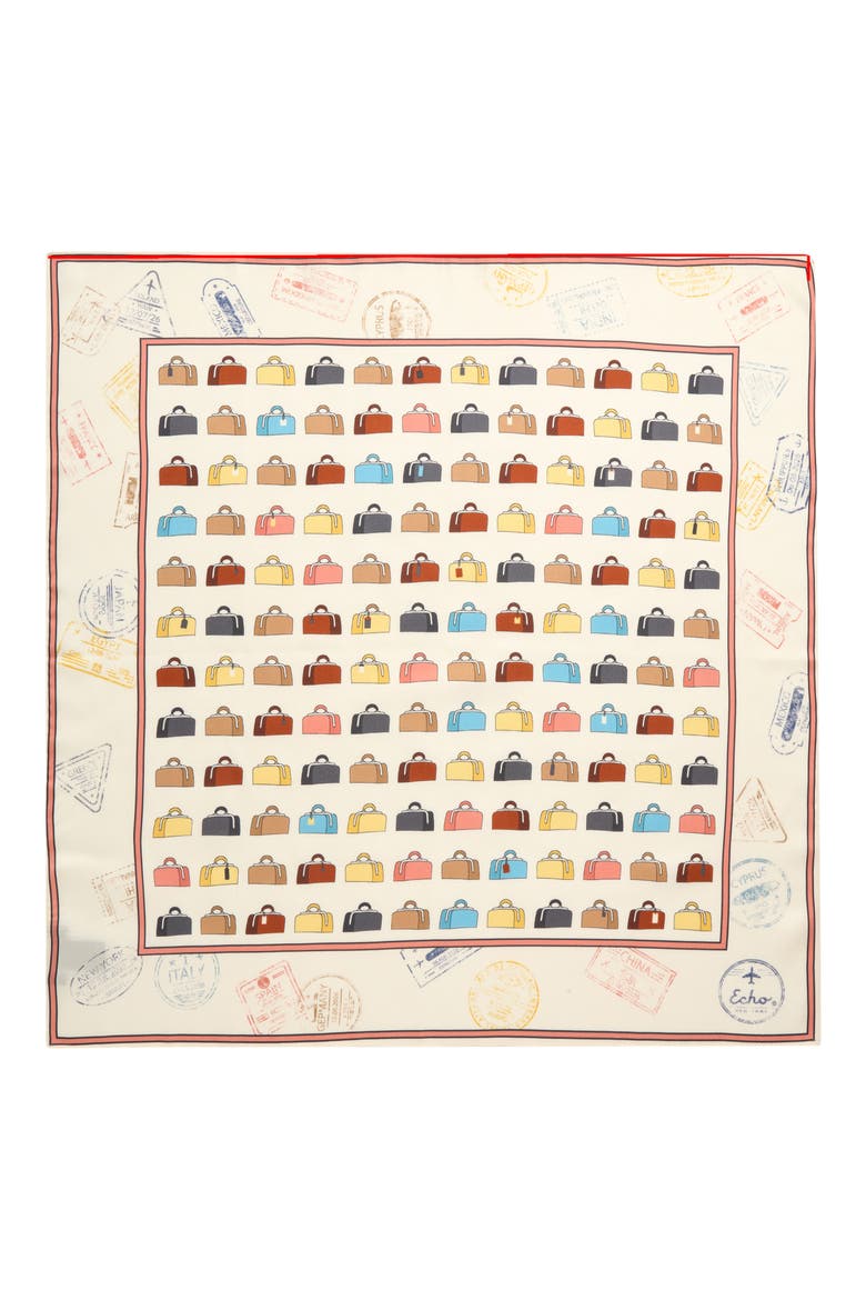 Luggage Silk Square Scarf, Alternate, color, PEBBLE